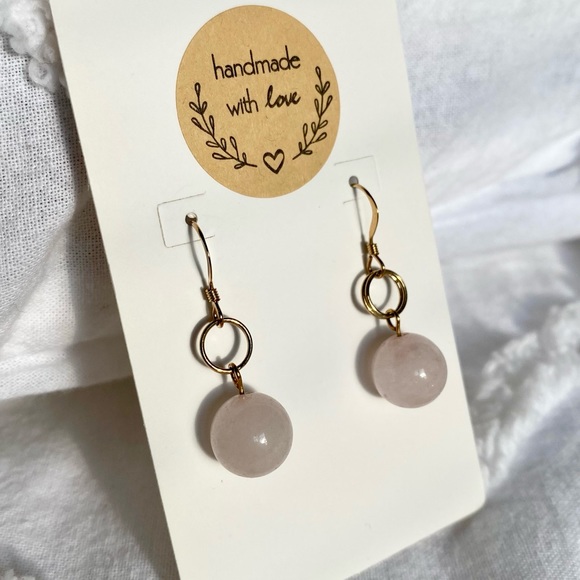 Jewelry - Handmade 14k Gold Filled Rose Quartz Earrings